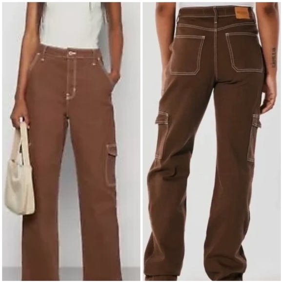 Hollister Denim - Hollister Brown Cargo Pants with Contrast Stitching